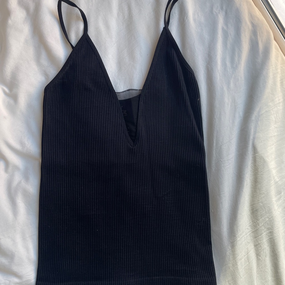 Free People Black Ribbed Camisole